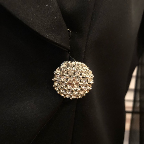 Vintage Black Satin Blazer With Sheer Sleeves - Picture 5 of 6